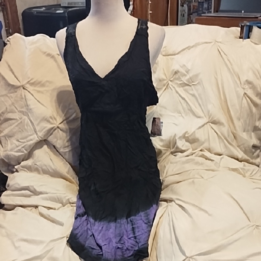 Raya Sun Black And Purple Embroidered Back Dress